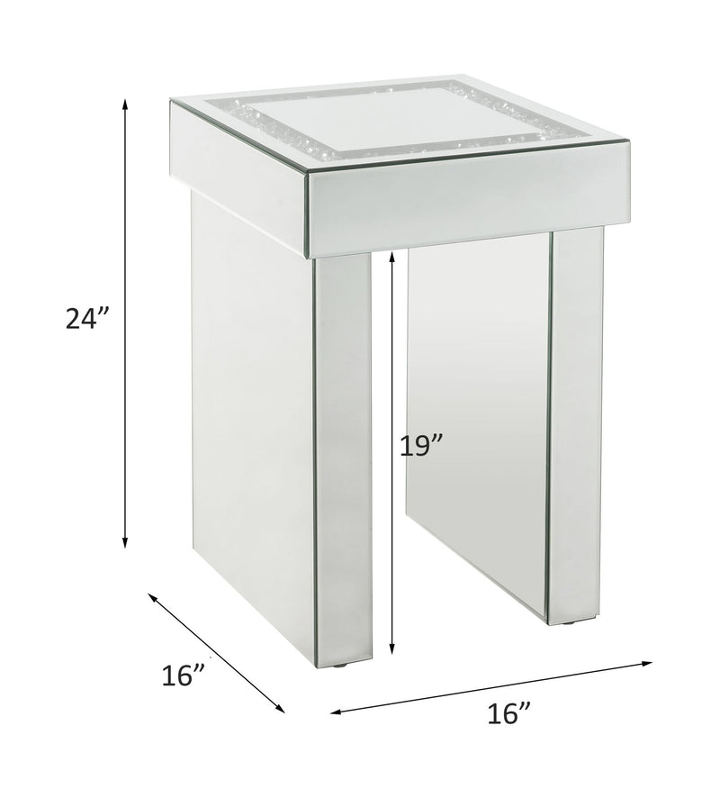 Noralie - 16" End Table With Faux Diamonds - Mirrored - R&R Furniture Gallery (Fountain Valley, CA)