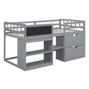 Low Loft Bed With Rolling Desk, Shelf And Drawers - R&R Furniture Gallery (Fountain Valley, CA)