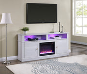 Terra - TV Stand Console With Fireplace - White Walnut - R&R Furniture Gallery (Fountain Valley, CA)
