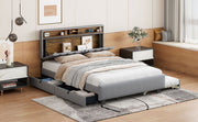 Upholstered Platform Bed With Storage Headboard, Trundle & 2 Drawers And A Set Of Sockets & USB Ports - R&R Furniture Gallery (Fountain Valley, CA)