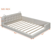 Queen Size Upholstered Platform Bed With 2 Reading Lights - White - R&R Furniture Gallery (Fountain Valley, CA)