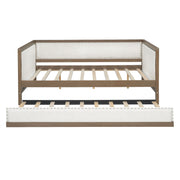 Full Size Daybed With Trundle And Nailhead Decoration - Wood - R&R Furniture Gallery (Fountain Valley, CA)