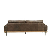Silchester - Sofa - Distress Chocolate Top Grain Leather & Oak - R&R Furniture Gallery (Fountain Valley, CA)