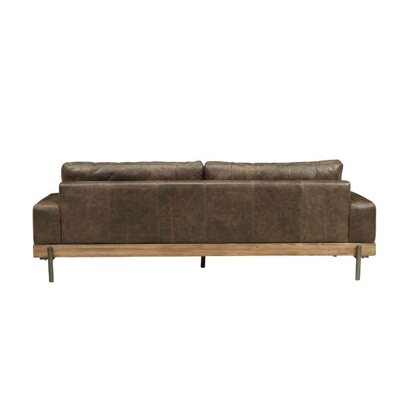 Silchester - Sofa - Distress Chocolate Top Grain Leather & Oak - R&R Furniture Gallery (Fountain Valley, CA)