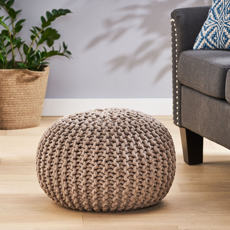 Moro - Knitted Round Pouf With Pumpkin Shape - R&R Furniture Gallery (Fountain Valley, CA)