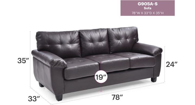 Comfortable stationary sofa by Glory Furniture with plush cushions and modern design, perfect for living room relaxation.