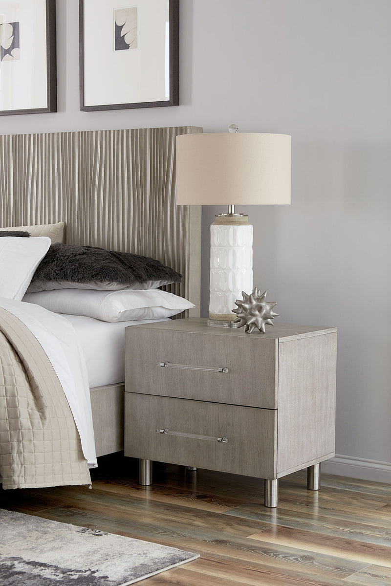 Modus Argento Nightstand in Misty Grey with sleek modern design and clean lines, ideal for contemporary bedroom decor.