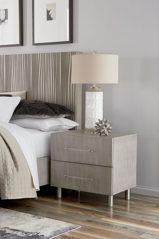 Modus Argento Nightstand in Misty Grey with sleek modern design and clean lines, ideal for contemporary bedroom decor.