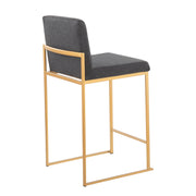 Lumi Source Fuji contemporary high back stylish counter stool with wooden legs and black upholstered seat, modern design for kitchen or bar