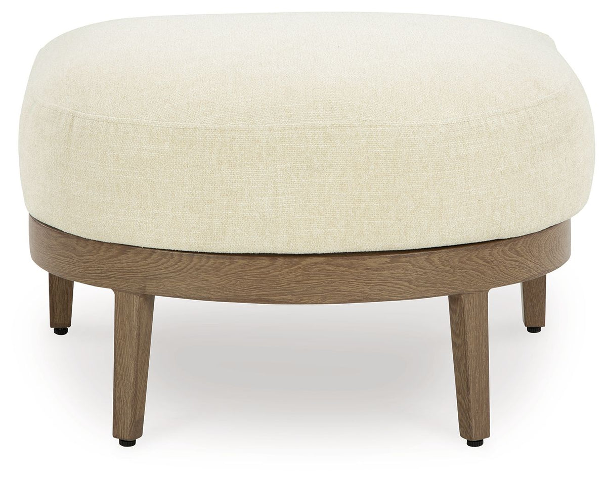 Serene Bay - Ottoman With Cushion - Dark Brown / White - R&R Furniture Gallery (Fountain Valley, CA)