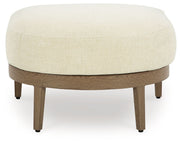 Serene Bay - Ottoman With Cushion - Dark Brown / White - R&R Furniture Gallery (Fountain Valley, CA)