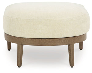 Serene Bay - Ottoman With Cushion - Dark Brown / White - R&R Furniture Gallery (Fountain Valley, CA)