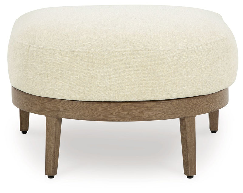 Serene Bay - Ottoman With Cushion - Dark Brown / White - R&R Furniture Gallery (Fountain Valley, CA)