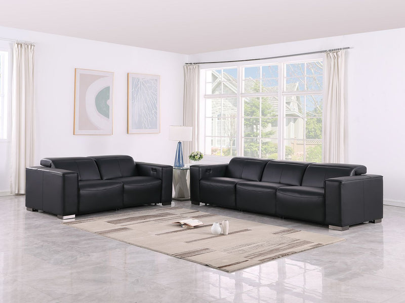 1208 - Leather Reclining Set (Sofa & Loveseat With Four Power Recliners) - R&R Furniture Gallery (Fountain Valley, CA)