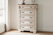 Realyn - Five Drawer Chest - White / Brown / Beige - R&R Furniture Gallery (Fountain Valley, CA)