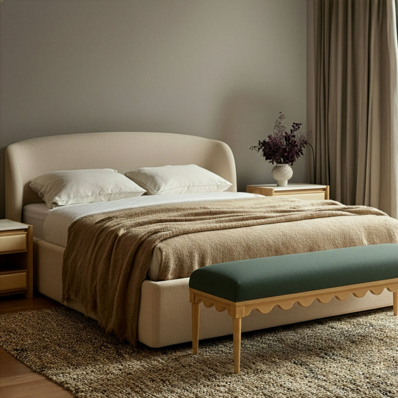 Oodle - Vegan Mohair Bench, Natural Ash Legs
