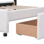 DreamHaus upholstered storage platform bed with classic headboard and built-in drawers, no box spring required, modern bedroom furniture.