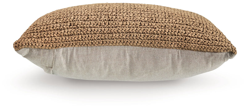 Signature Design by Ashley Habenvale throw pillow with textured fabric and decorative pattern for cozy living room decor.