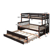 DreamHaus bunk bed with twin size trundle and built-in drawers, featuring a sturdy wooden frame and space-saving design.