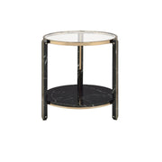 Thistle - End Table - Clear Glass, Faux Black Marble Top & Champagne - R&R Furniture Gallery (Fountain Valley, CA)