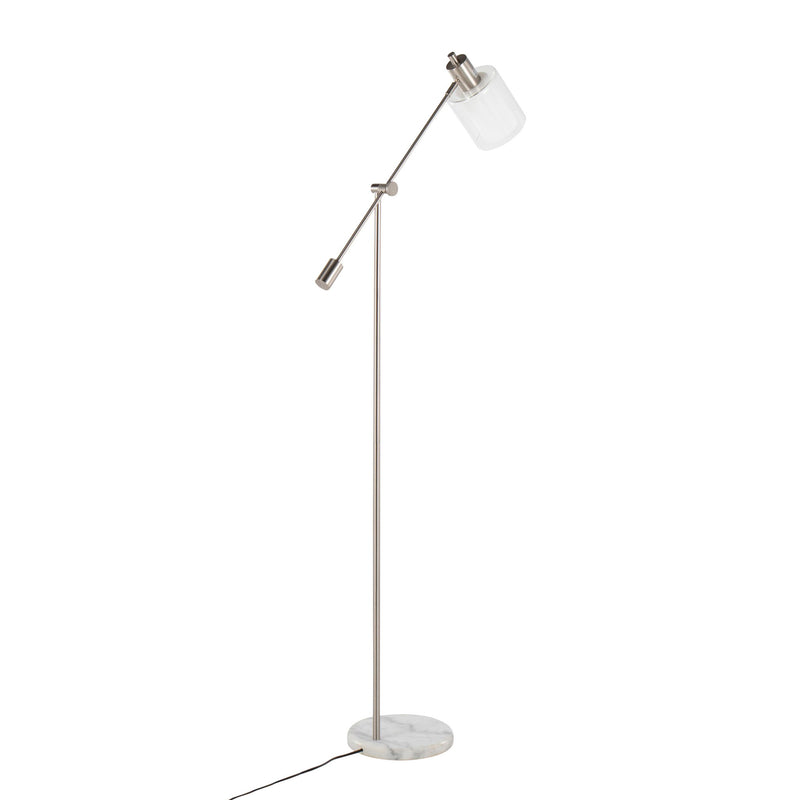 Lumi Source Marcel contemporary glam floor lamp with sleek metal finish and modern design, standing tall in a stylish living space.