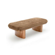 Upholstered Ollie straight bench by TOV Furniture with a sleek wooden frame and cushioned seat in a modern design.