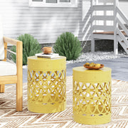 Outdoor metal side table with a sleek, modern design from Noble House, perfect for patio or garden decor.