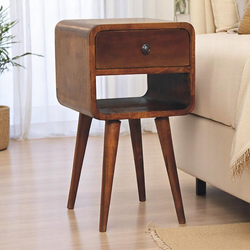 Mini Chestnut Curve Lower Bedside Nifhtstand - R&R Furniture Gallery (Fountain Valley, CA)