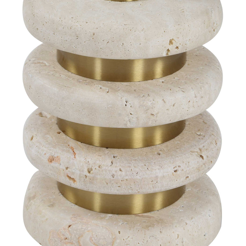 Adames - Travertine Drink Table - Brass / White