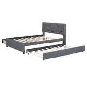 Upholstered Platform Bed With Brick Pattern Headboard And Twin Long Size Trundle - R&R Furniture Gallery (Fountain Valley, CA)