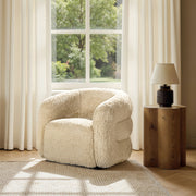 Colt - Fur Swivel Upholstered Barrel Accent Arm Chair - Cream Beige - R&R Furniture Gallery (Fountain Valley, CA)