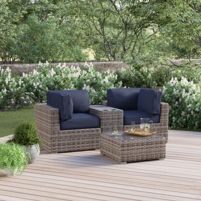 Wicker Seating Group Set With Table And Cushions - R&R Furniture Gallery (Fountain Valley, CA)