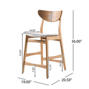 Noble House retro modern counter height stool set with cushioned seats, showcasing stylish wooden frames and comfortable upholstery