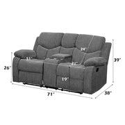 Kalen - Motion Loveseat With Console - Gray Chenille - R&R Furniture Gallery (Fountain Valley, CA)