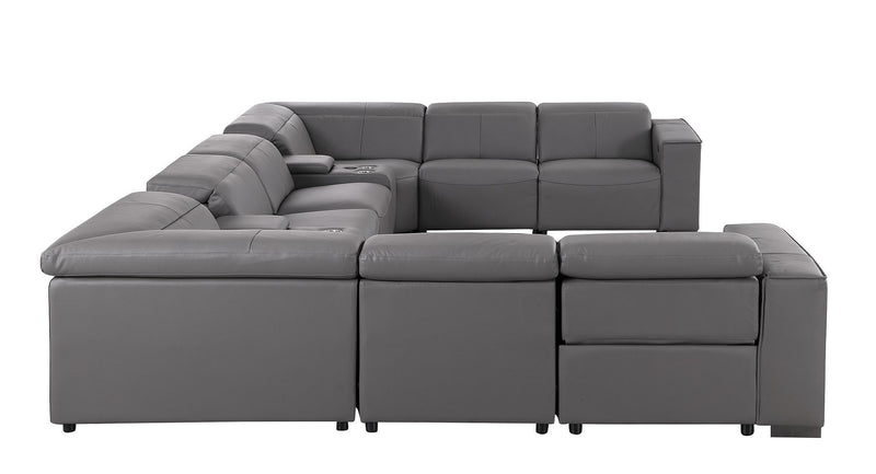 1208 - 10 Piece U Shaped Leather Sectional With 4 Power Recliners & Power Headrest