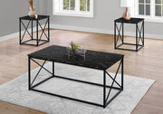 Table Set, Coffee, End, Side, Accent, Living Room, Marble Look Laminate, Contemporary & Modern (Set of 3) - R&R Furniture Gallery (Fountain Valley, CA)