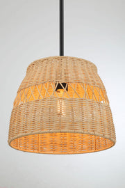 Essence - Single Lights Pendant With Shade - Black / Rattan - R&R Furniture Gallery (Fountain Valley, CA)