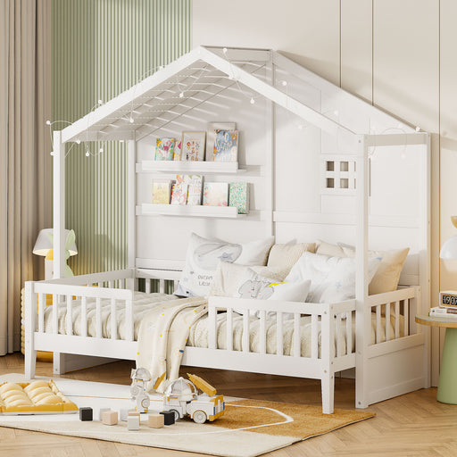 House Bed With Shelves, Window And Sparkling Light Strip On The Roof - R&R Furniture Gallery (Fountain Valley, CA)
