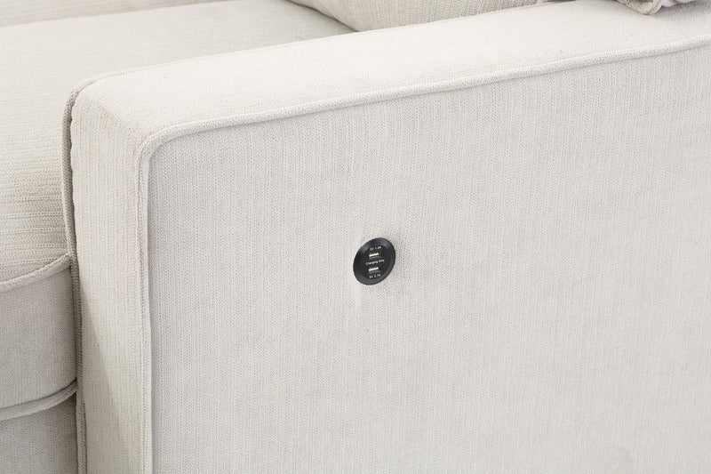 Estelle - Fabric Reversible Sleeper Sectional With Storage Chaise Drop-Down Table 2 Cup Holders And 2 USB Ports - R&R Furniture Gallery (Fountain Valley, CA)