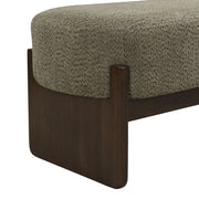 Noble House Loop Yarn Ottoman bench with woven textured fabric, round shape, and wooden legs for stylish living room seating.