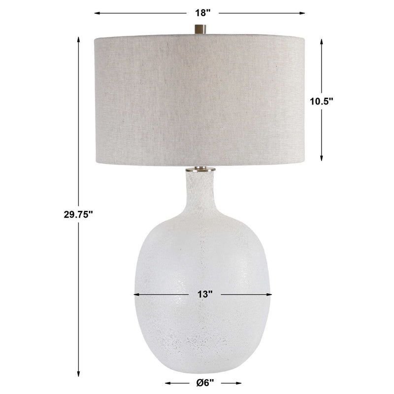 Uttermost white mottled glass table lamp with a sleek white finish and modern design, perfect for contemporary interiors.