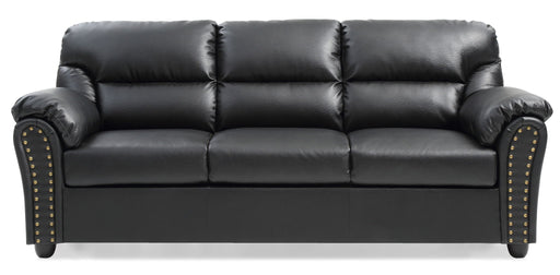 Black Olney stationary sofa by Glory Furniture with plush cushions and sleek design, perfect for modern living rooms.