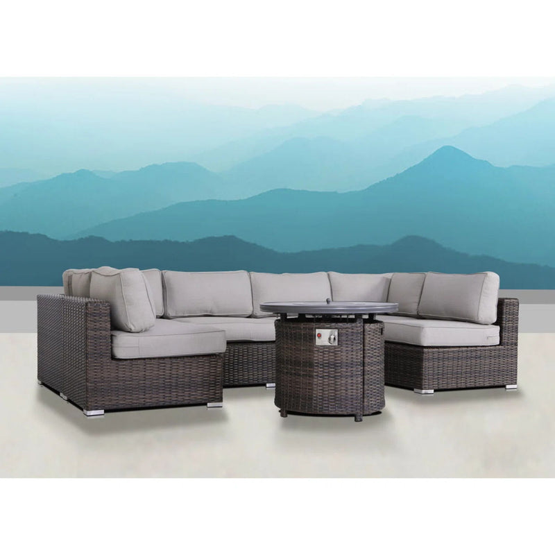 Wicker Outdoor Lounge Set With Cushions And Fire Pit - R&R Furniture Gallery (Fountain Valley, CA)