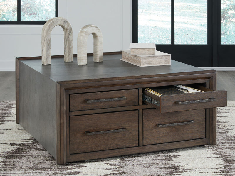 Kallenny - Square Cocktail Table - Brown / Gray - R&R Furniture Gallery (Fountain Valley, CA)