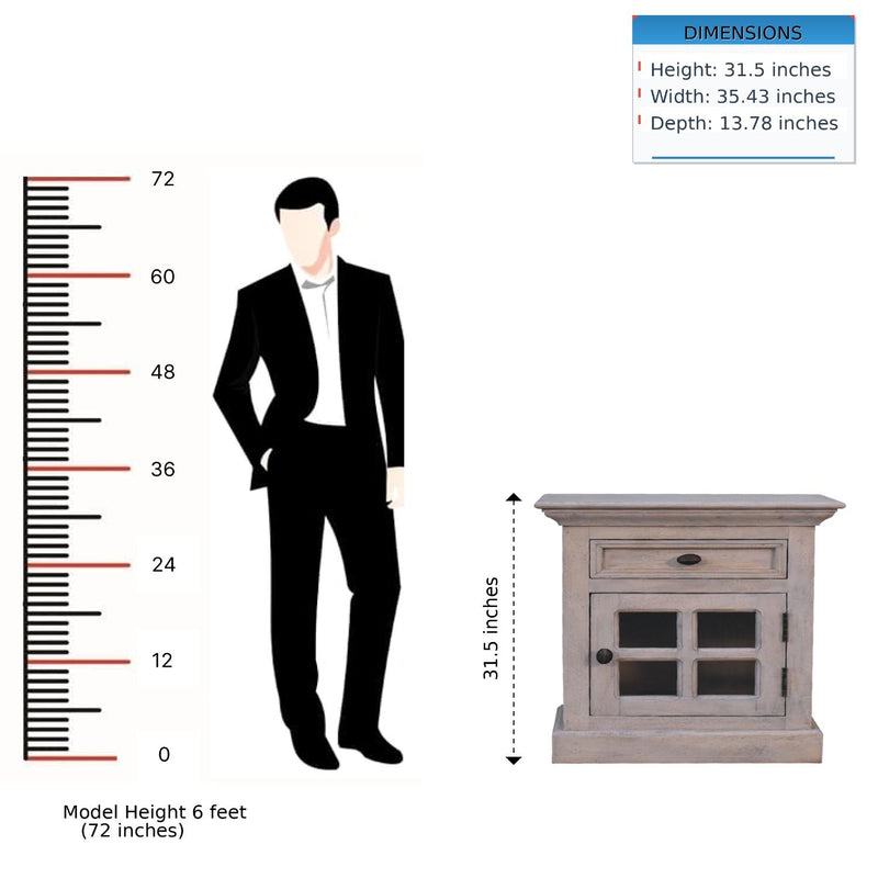 Glazed Bedside Table - Stone White - R&R Furniture Gallery (Fountain Valley, CA)