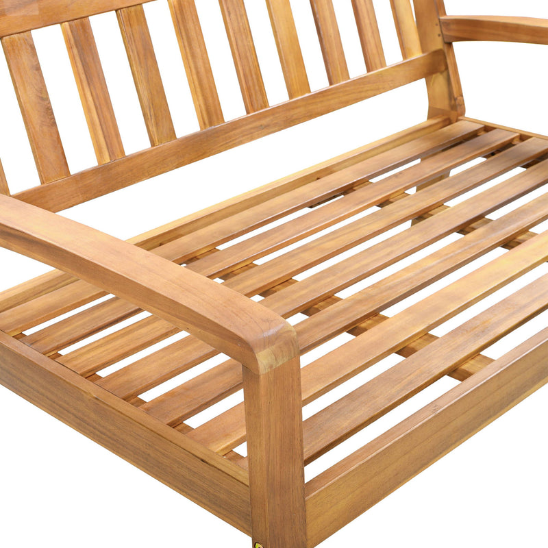 2 Piece Outdoor Conversation Set (Loveseat & Coffee Table With Water-Resistant Cushions) - Blue / Teak - R&R Furniture Gallery (Fountain Valley, CA)