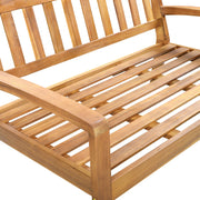 2 Piece Outdoor Conversation Set (Loveseat & Coffee Table With Water-Resistant Cushions) - Dark Blue / Teak - R&R Furniture Gallery (Fountain Valley, CA)