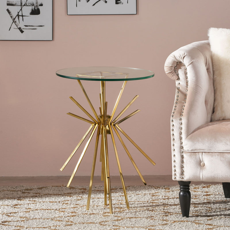 Table With Sunburst Design - Gold - R&R Furniture Gallery (Fountain Valley, CA)
