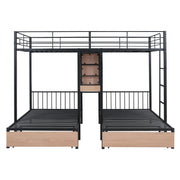 Triple Bunk Bed With Drawers, Multi-Functional Frame With Desks And Shelves In The Middle - R&R Furniture Gallery (Fountain Valley, CA)