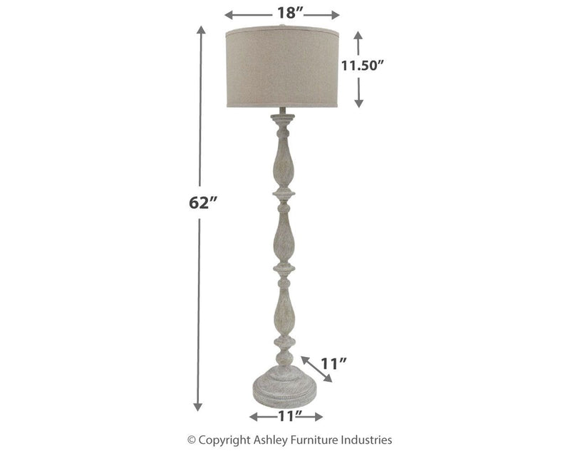 Bernadate - Poly Floor Lamp - Whitewash - R&R Furniture Gallery (Fountain Valley, CA)